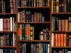 Bookshelves filled with a diverse collection of books in a library